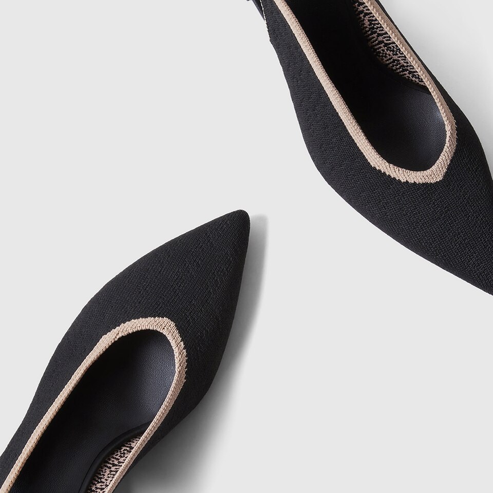 Della Pointy Heeled Sandals in Deep Ebony | Women's Sustainable and Stylish Black Shoes | VIVAIA