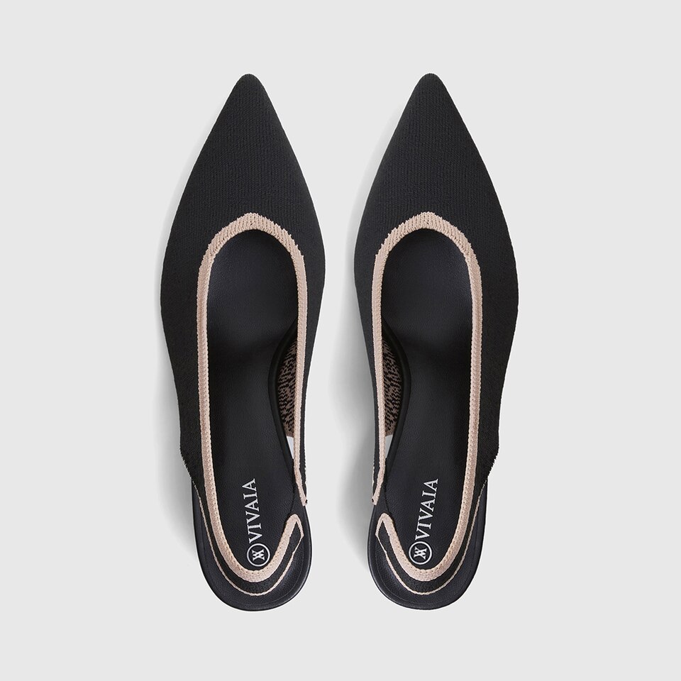 Della Pointy Heeled Sandals in Deep Ebony | Women's Sustainable and Stylish Black Shoes | VIVAIA