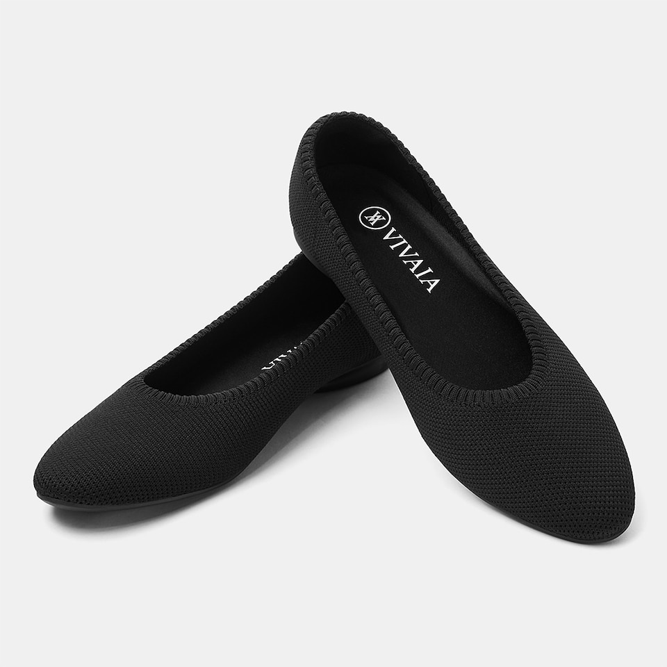 Tamia Roundtoe Flats in BlackSustainable & Washable Shoes VIVAIA