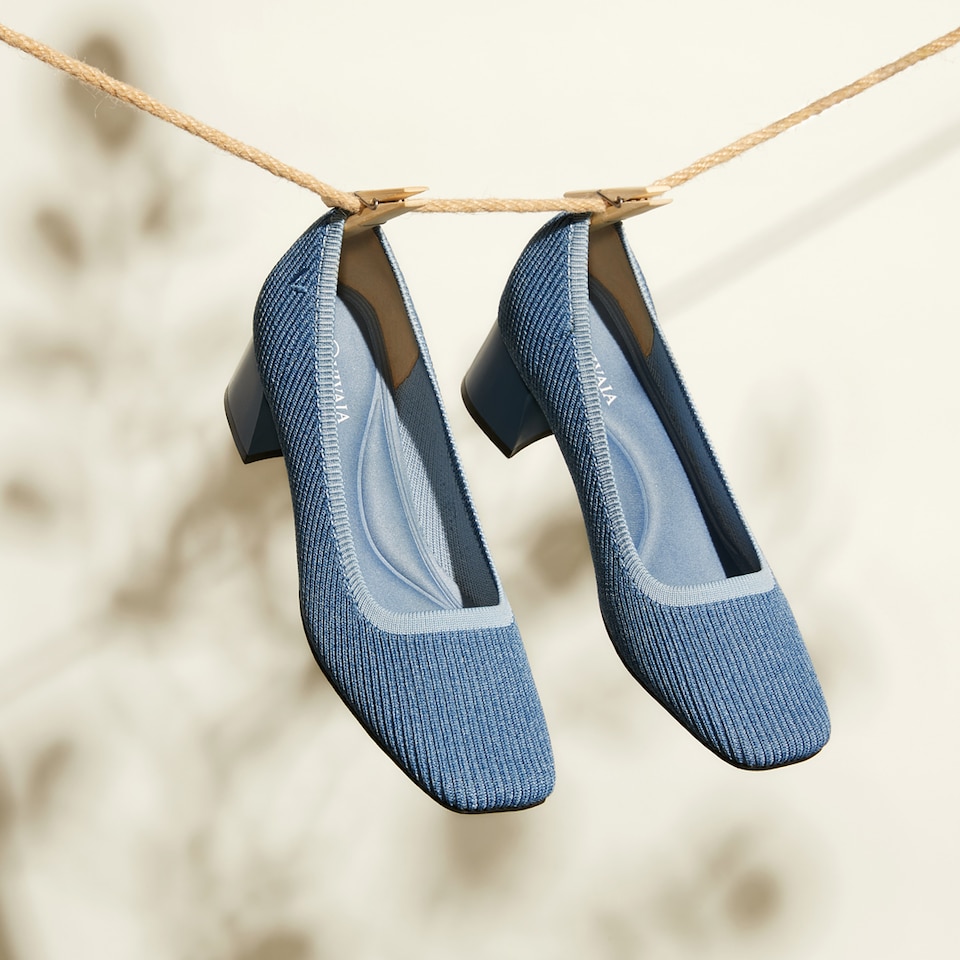 Melody Square-toe Heels in Denim Blue-Sustainable & Stylish | VIVAIA