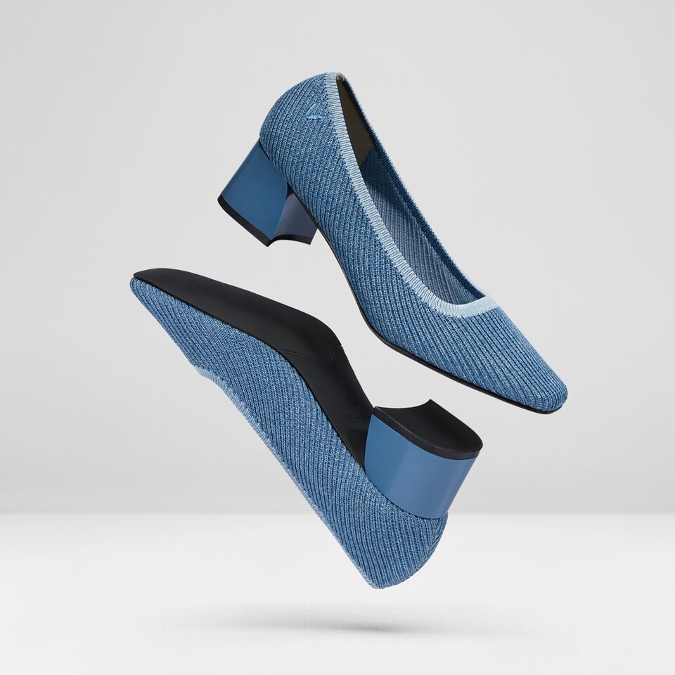 Melody Square-toe Heels in Denim Blue-Sustainable & Stylish | VIVAIA