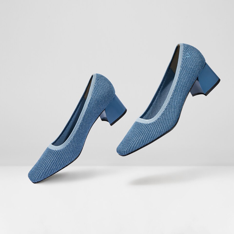 Melody Square-toe Heels in Denim Blue-Sustainable & Stylish | VIVAIA