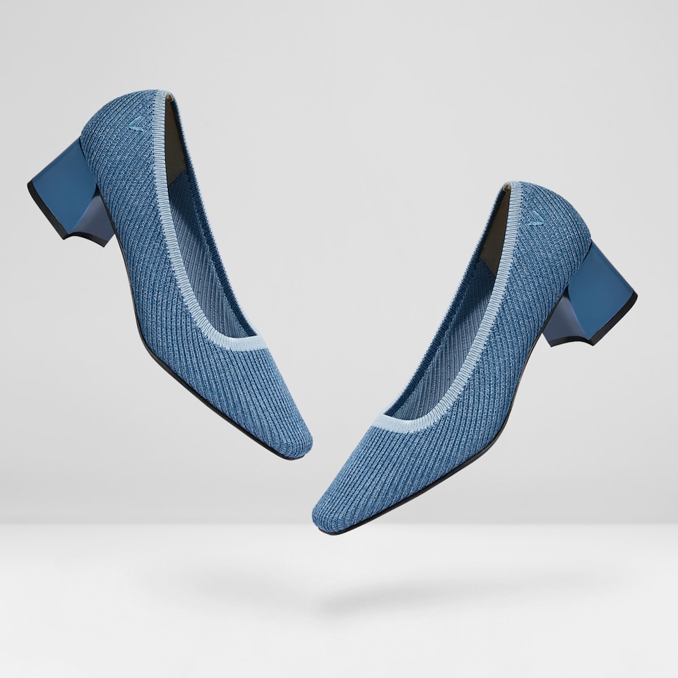 Melody Square-toe Heels in Denim Blue-Sustainable & Stylish | VIVAIA