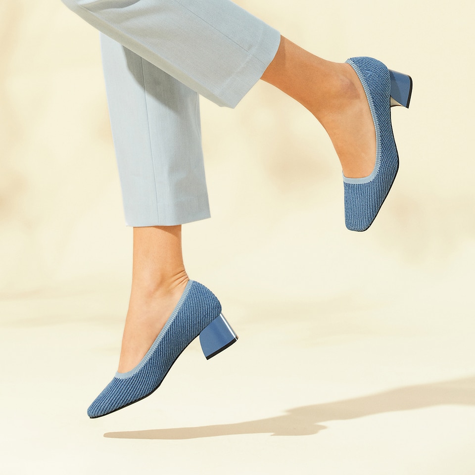 Melody Square-toe Heels in Denim Blue-Sustainable & Stylish | VIVAIA