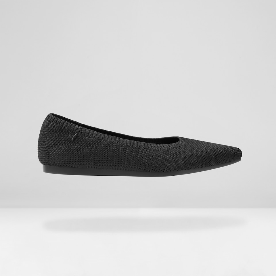 Aria 2.0 Pointy Flats in Deep Ebony Women's Sustainable, Washable and
