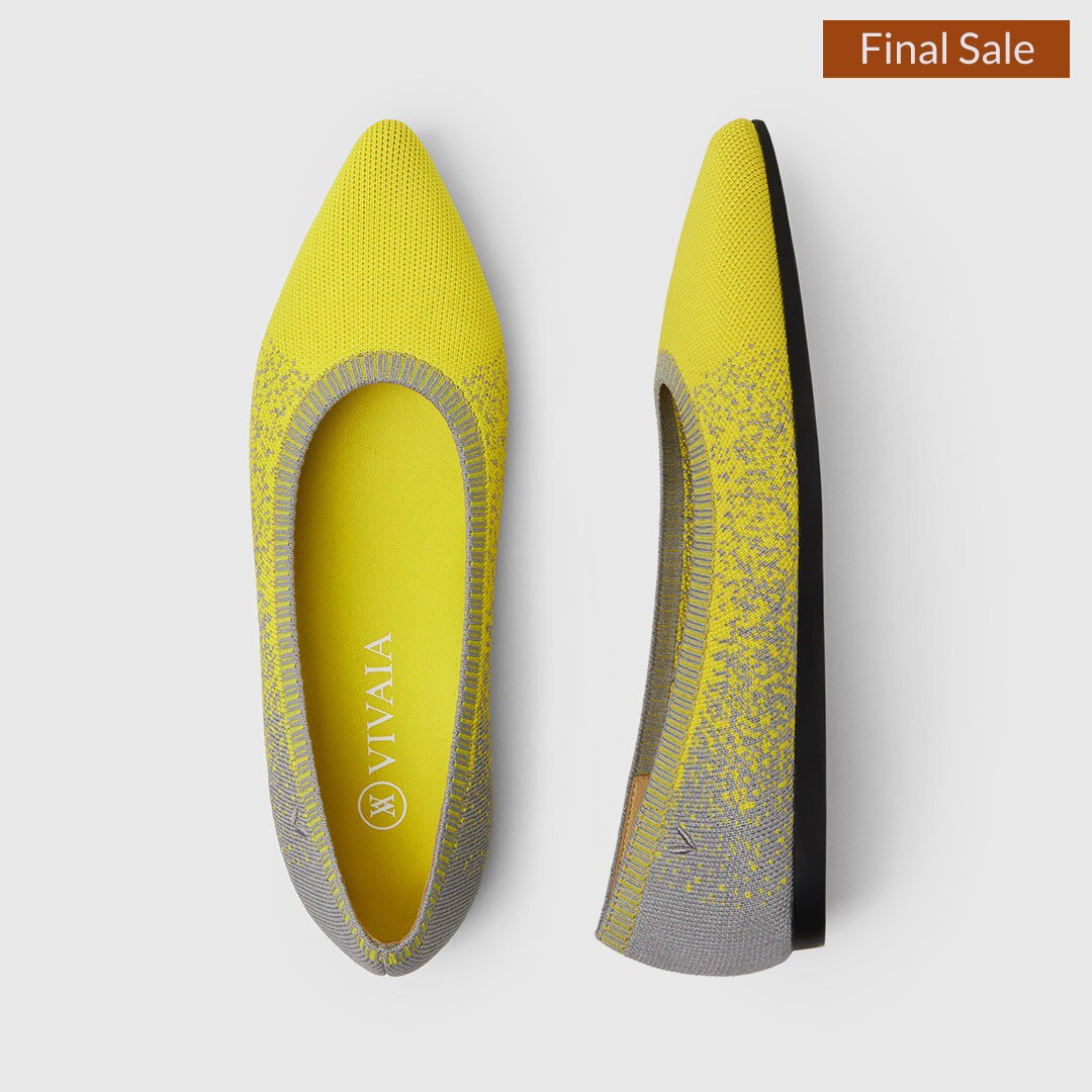 pointed toe yellow flats