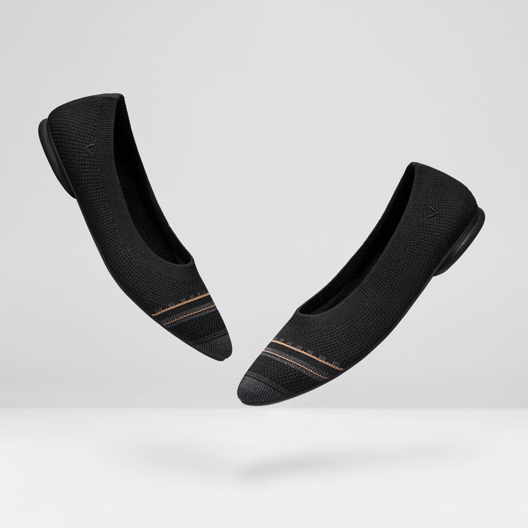 Aditi Women Ballet Flats Diamond Black Washable & Comfortable VIVAIA