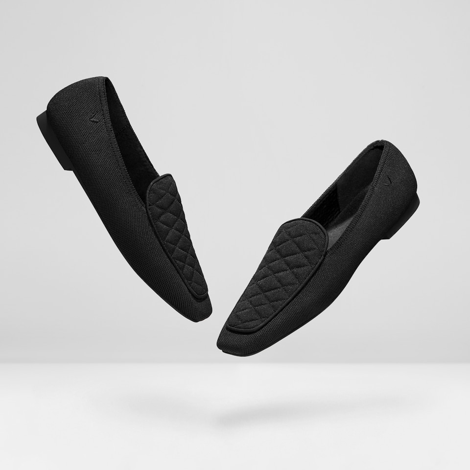 Leona Wool Square-toe Loafers in Black-Sustainable & Washable | VIVAIA