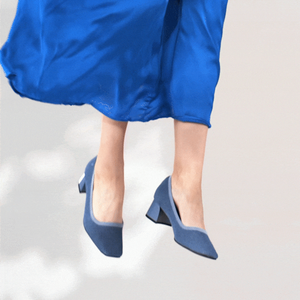 Melody Square-toe Heels in Denim Blue-Sustainable & Stylish | VIVAIA